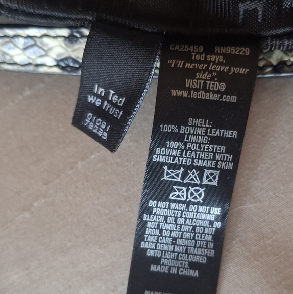 Ted Baker Snakeskin Leather "Jamelia" Double Zipper Crossbody Bag - Picture 9 of 12